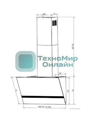 Вытяжка наклонная Elikor Rise BK 60 черный, 60 см, 750 куб. м/ч, 56 дБ