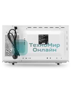 Микроволновая печь Hyundai HYM-D3007 белый/черный, 23 л, 800 Вт, переключатели - кнопки, электронный поворотный механизм