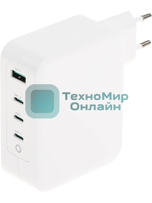 Сетевое зарядное устройство (адаптер питания) TopON GaN 130W 3xType-C, USB, Power Delivery, Quick Charge 4.0, белый TOP-GaN-130W
