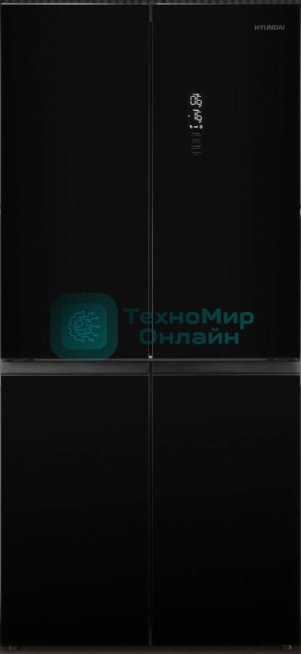 Холодильник Hyundai CM45083F черный трехкамерный 289/144л морозилка снизу, No Frost, Side by Side