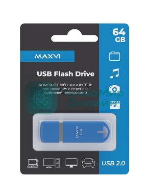 Флешка USB Maxvi P3 64GB sky blue (FD64GBUSB20C10P3)