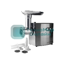 Мясорубка электрическая Galaxy Line GL 2400 серый, 1200 Вт, 1.3 кг/мин, реверс, защита от перегрузки, металлический лоток, насадки - 5