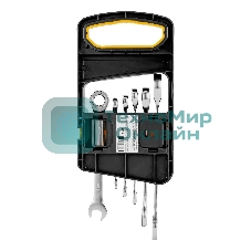 Набор ключей комбинированных трещоточных Denzel 6-17 мм, 6 шт., CrV, матовый хром