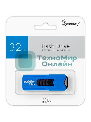 Флешка USB Smartbuy STREAM Blue (SB32GbST-B), 32Gb, USB 2.0, R/W 25/15, синий/черный