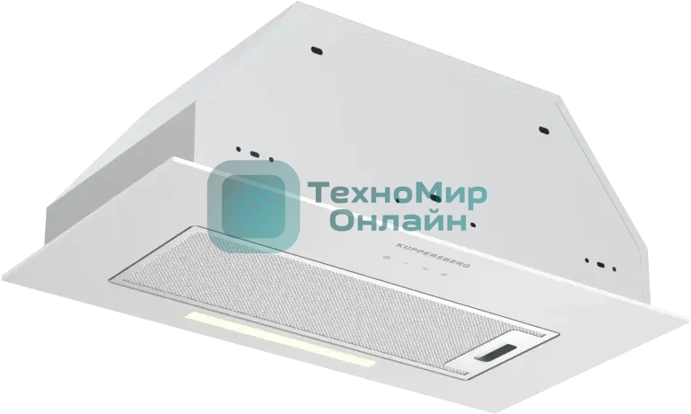 Встраиваемая вытяжка Kuppersberg INTOUCH 60 WG, High-Tech, 54 см, сенсорное управление, 3 скорости, 650 м3/ч, периметральное всасывание, LED освещение, угольный фильтр KFS-1 (опция), уровень шума 51 дБ, белый