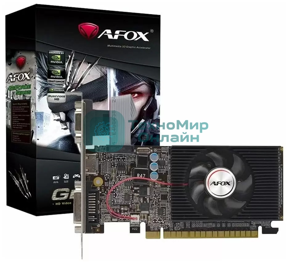 Видеокарта AFOX GT610 1Gb LP DDR3 64BIT DVI HDMI VGA SINGLE FAN RTL