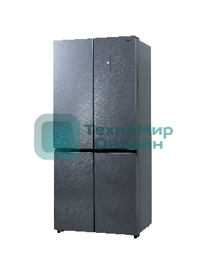 Холодильник Бирюса CD 496 TCG текстурированное серое стекло трехкамерный 334/162л морозилка снизу, NoFrost, Side by Side