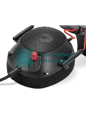 Наушники с микрофоном Оклик HS-L305G черный/красный 2м мониторные оголовье (2060511)