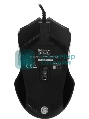 Мышь проводная Defender Overmatch GM-069 черный, 2400 dpi, USB, кнопки - 4