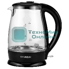 Чайник электрический Hyundai HYK-G2011 1.7 л, 2200 Вт, черный (корпус: стекло)