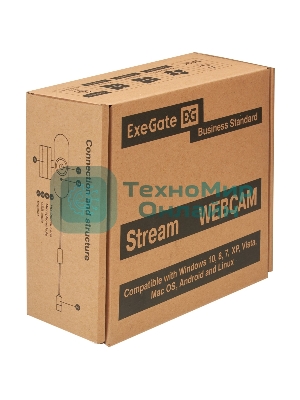 Веб-камера ExeGate Stream C925 Wide FullHD 1920x1080, 30 кадр/с, USB Type-A, микрофон (шумоподавление), шторка приватности, универсальное крепление