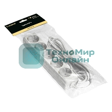 Удлинитель ExeGate ECE-5-1.8W (EX285821RUS), белый, 1,8 м, евровилка с заземлением, 5 евророзеток с заземлением, 2200 Вт