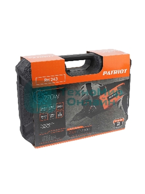 Перфоратор Patriot RH 243, SDS+, мощность 770 Вт, 2.6 Дж, 3 режима работы, макс.диаметр 24мм, глубиномер, кейс