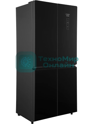 Холодильник Hyundai CM45083F черный трехкамерный 289/144л морозилка снизу, No Frost, Side by Side