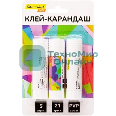 Клей-карандаш Silwerhof Daily 21гр ПВП блистер (упаковка:3шт)