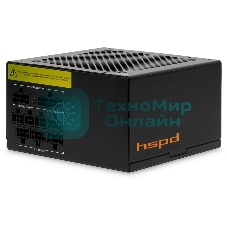 Блок питания Power Supply HSPD, 850W 80 PLUS Gold (ATX, 2.52, Full modular, 1x24(20+4)pin 600мм, 2xCPU 8(4+4)pin 700мм, 2xPCIe*2 8(6+2)pin 600+150мм, 2xSATA*3 500+150+150мм, 1xMOLEX*3 500+150+150мм, Active, 120x120мм, 150x140x86мм, APFC, OVP, OPP, SCP, UVP, OCP, OTP, NLO, SIP, black)