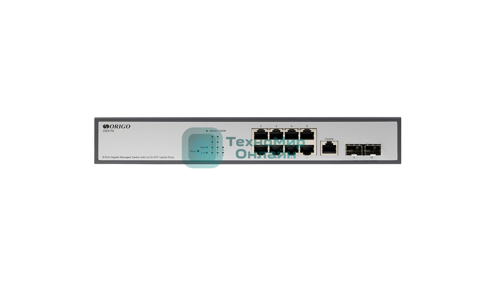 Коммутатор Managed L2 Switch 8x1000Base-T, 2x1000Base-X SFP, RJ45 Console, 19
