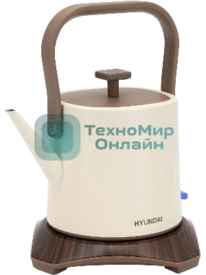 Чайник электрический Hyundai HYK-S2043 0,6 л, 1000 Вт, кремовый/коричневый