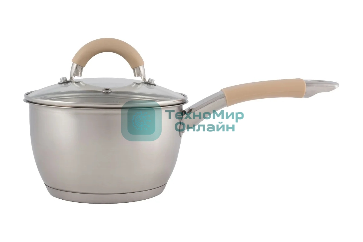 Ковш MALLONY Fortuna нержавеющая сталь, с крышкой 1,65 л, диаметр 16 см, капсулированное дно