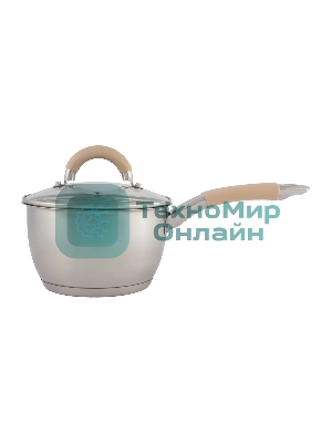 Ковш MALLONY Fortuna нержавеющая сталь, с крышкой 1,65 л, диаметр 16 см, капсулированное дно