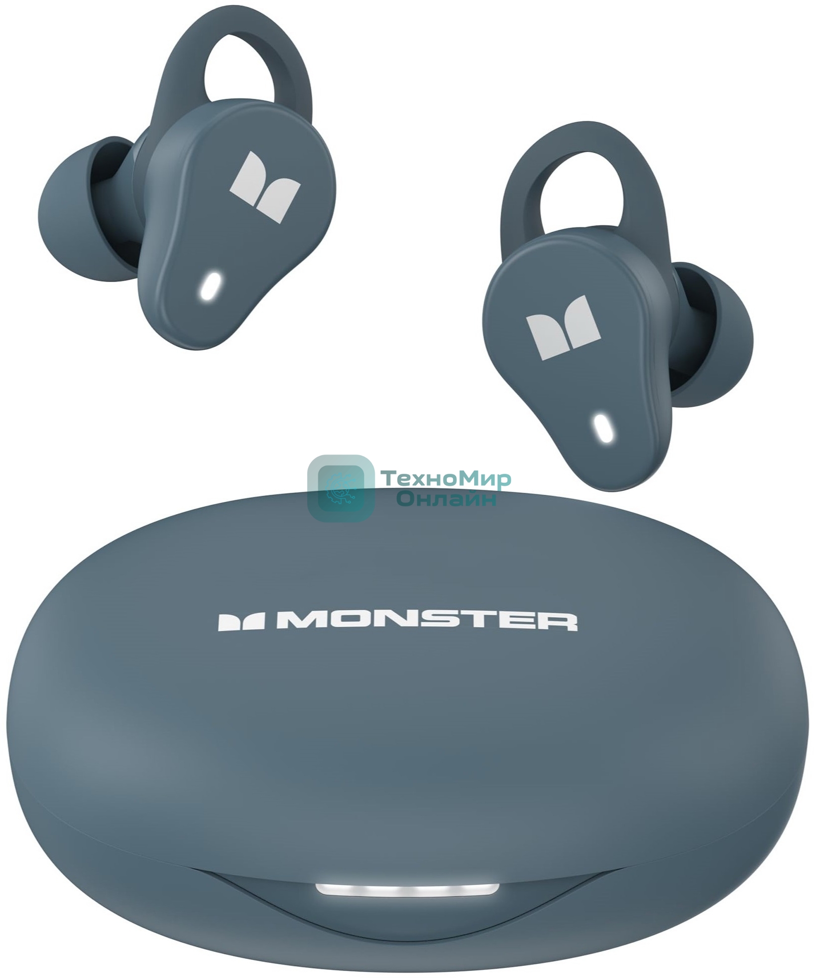 Наушники TWS Monster N-Lite 210 голубой, внутриканальные, Bluetooth, влагозащита IPX5, быстрая зарядка, до 7 ч