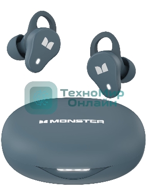 Наушники TWS Monster N-Lite 210 голубой, внутриканальные, Bluetooth, влагозащита IPX5, быстрая зарядка, до 7 ч
