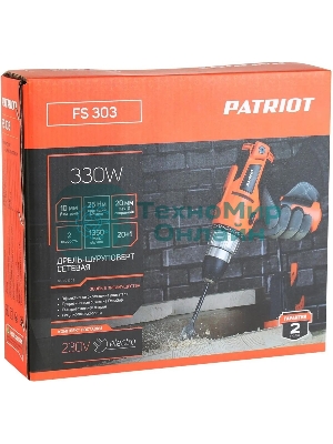 Дрель-шуруповерт сетевой Patriot FS 303, Сетевая, 330 Вт