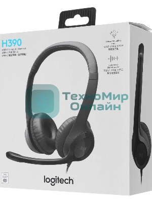 Гарнитура проводная Logitech Headset H390 USB черный