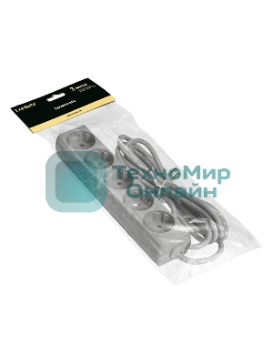 Удлинитель ExeGate ECE-5-3G (EX285823RUS), серый, 3 м, евровилка с заземлением, 5 евророзеток с заземлением, 2200 Вт