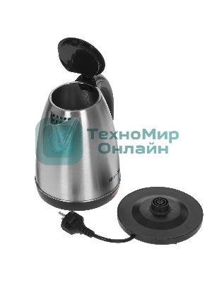 Чайник электрический Hyundai HYK-S1030 1.7 л, 2200 Вт, серебристый матовый/черный (корпус: металл)