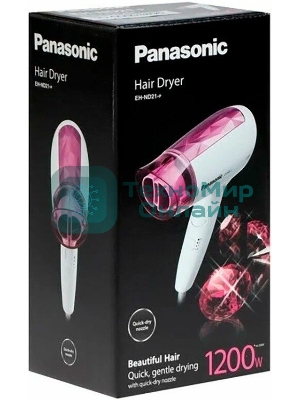 Фен Panasonic EH-ND21-P615 белый/розовый, 1200 Вт, компактный