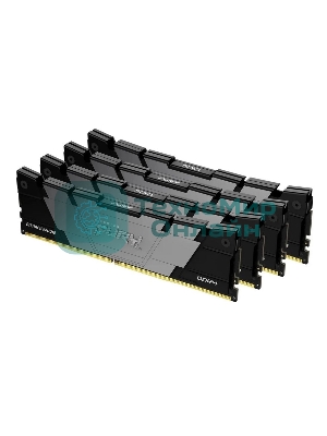 Оперативная память Kingston Fury Renegade, DDR4, 128GB (4x32GB), 3200MHz, CL16, DIMM, радиатор, черный