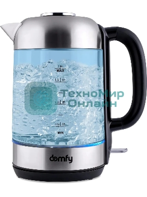 Чайник электрический Domfy DSM-EK401 1.8л. 2200Вт черный/прозрачный (корпус: стекло)