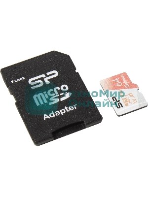 Флеш карта microSD 64Gb Silicon Power Superior A1 microSDXC Class 10 UHS-I U3 100/80 Mb/s (SD адаптер)