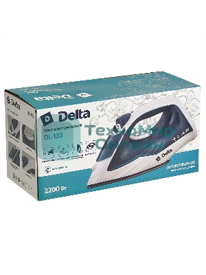 Утюг Delta DL-153 белый с бирюзовым, 2200 Вт, 23 г/мин, 125 г/мин, 260 мл