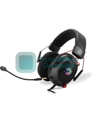 Наушники с микрофоном Оклик HS-L305G черный/красный 2м мониторные оголовье (2060511)