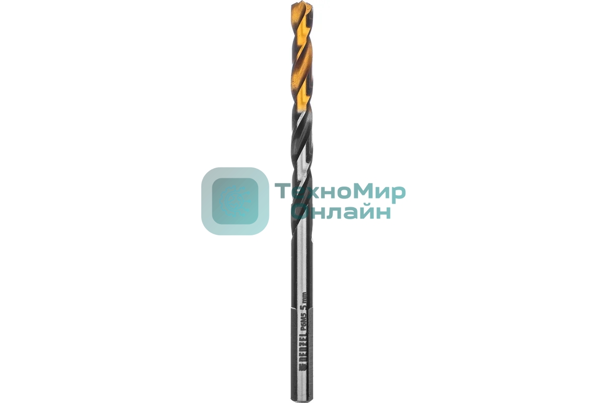 Сверло спиральное по металлу Denzel 5 x 86мм, Р6М5, Golden Tip, многогранная заточка