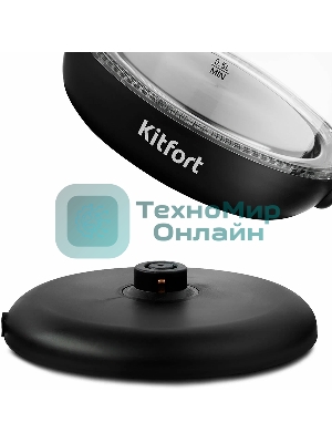 Чайник электрический Kitfort КТ-625-1 1.7л. 2200Вт черный/голубой (корпус: стекло)
