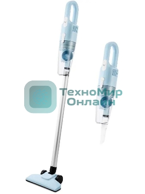 Пылесос вертикальный Kitfort KT-586-2 голубой, питание от сети, 400 Вт, уборка сухая, пылесборник 1,2 л
