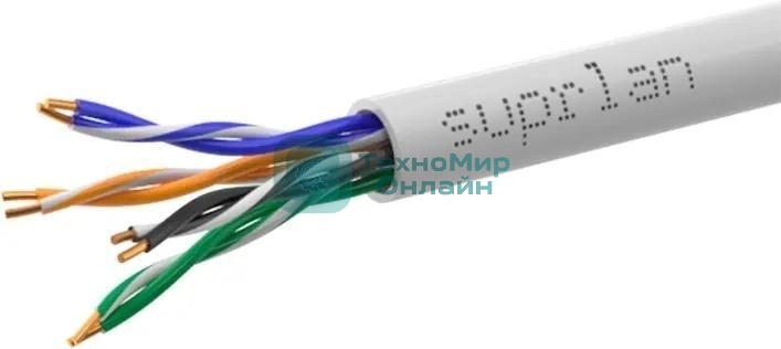 Кабель сетевой информационный Suprlan 01-0333-1, cat.5e U/UTP, 4 пары, 24AWG, PVC, внутренний, 50м, серый