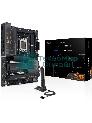 Материнская плата ASUS PROART X870E-CREATOR WIFI, AM5, AMD X870E, 4xDDR5, 4xSATA, 4xM.2, 2xPCIe 5.0 x16, 1xPCIe 4.0 x4, 2xUSB-C 40Gbps, 1xUSB-C 20Gbps, 7xUSB-A 10Gbps, 1xUSB-A 2.0, 1xDP (v1.4), 1xHDMI (v2.1), 1x10Gb LAN, 1x2.5Gb LAN, Wi-Fi 7, Bluetooth 5.4, 3x3.5 мм, 7.1, ATX