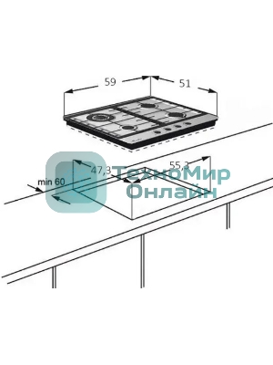 Газовая варочная панель Monsher MKFG 60 G-SFT серебристый
