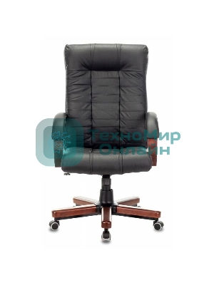 Кресло Бюрократ KB-10WALNUT/B/LEATH черный, кожа