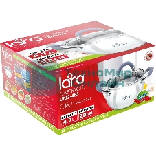 Кастрюля LARA LR02-483 BELL 22x12,5 см, 4,7 л, нержавеющая сталь 316L (хром/никель/молибден), индукционное дно, силиконовая ручка, стеклянная крышка