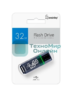 Флешка USB Smartbuy Glossy series Dark Grey (SB32 GbGS-DG), 32Gb, USB 3.0, R/W 75/25, темно-серый