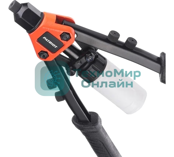 Заклепочник PATRIOT RDP 280, двуручный, компактный, контейнер, заклепки (по 15шт х 2,4-3,2-4,0-4,8 мм)