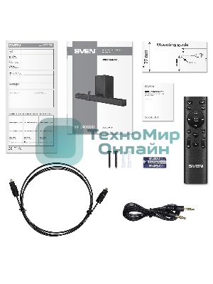 Саундбар SVEN SB-2400DD черный (Dolby Digital Plus, 2х80 + 240 Вт, Bluetooth, ПДУ, USB)