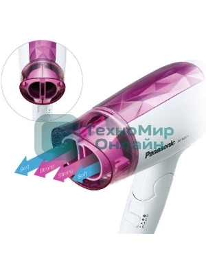 Фен Panasonic EH-ND21-P615 белый/розовый, 1200 Вт, компактный
