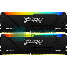 Оперативная память Kingston Fury Beast, DDR4, 64Gb (2x32Gb), 3600MHz, CL18, DIMM, с радиаторами, RGB, черный