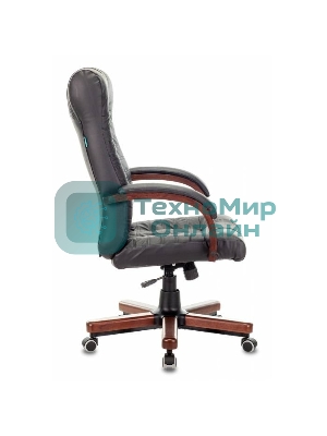 Кресло Бюрократ KB-10WALNUT/B/LEATH черный, кожа